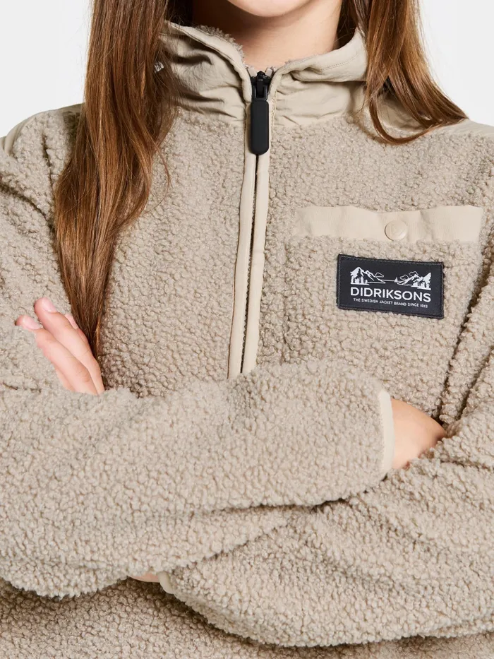 Kids Exa Half Zip Beach Beige Didriksons Fleece and Midlayers