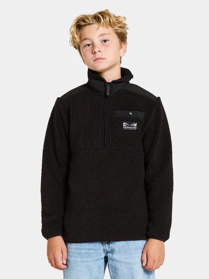 Kids Exa Half Zip Black Didriksons Fleece and Midlayers