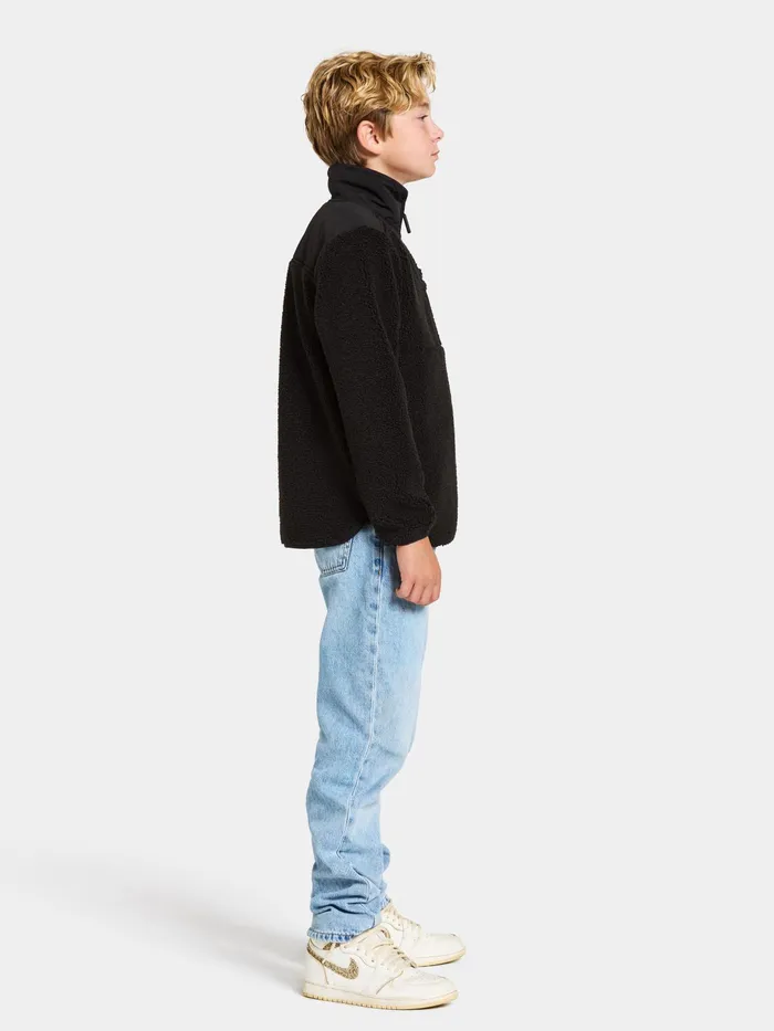 Kids Exa Half Zip Black Didriksons Fleece and Midlayers