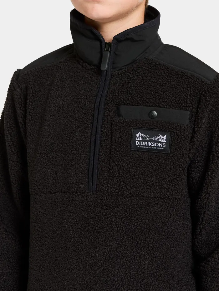 Kids Exa Half Zip Black Didriksons Fleece and Midlayers