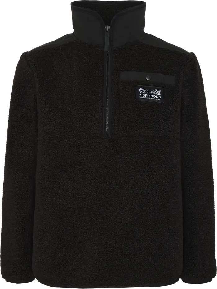 Kids Exa Half Zip Black Didriksons Fleece and Midlayers