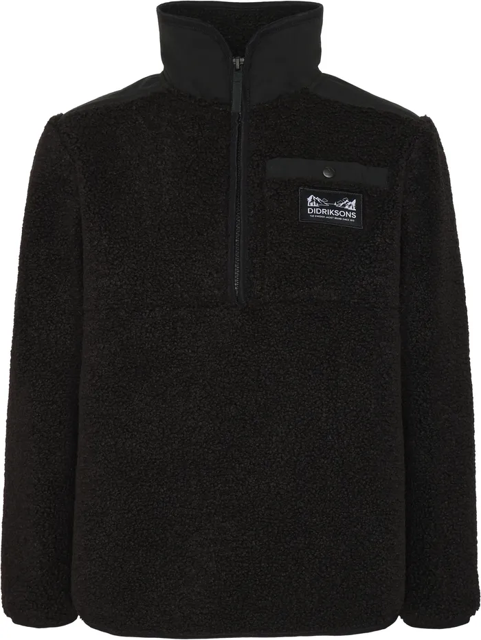 Kids Exa Half Zip Black Didriksons Fleece and Midlayers