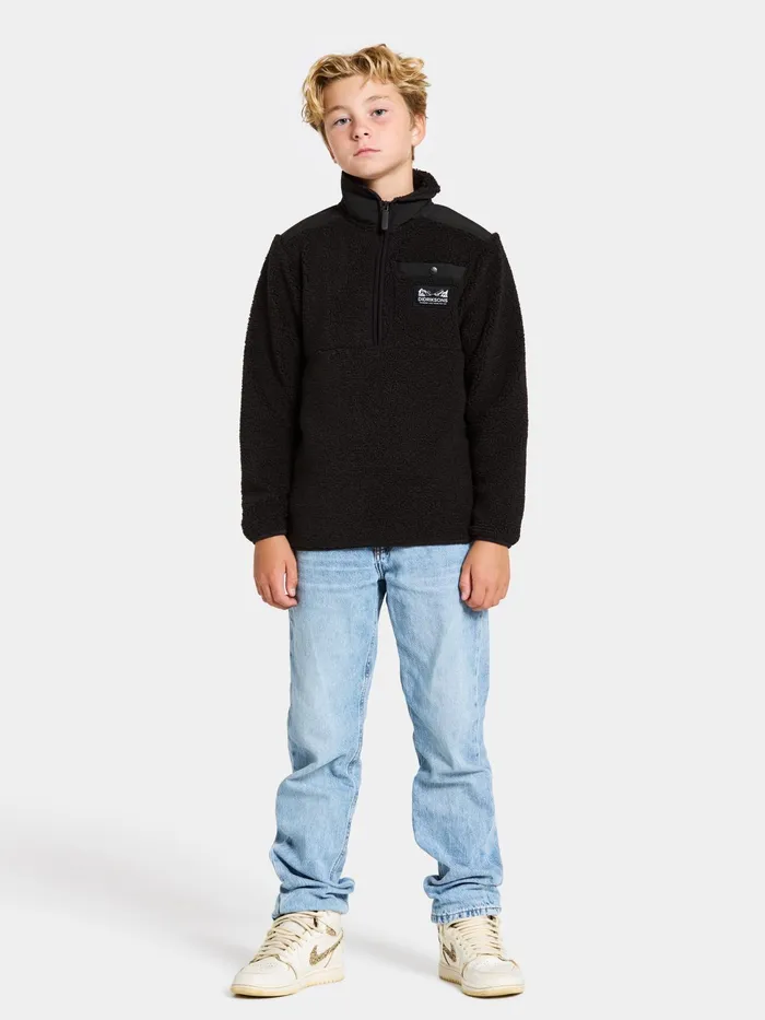 Kids Exa Half Zip Black Didriksons Fleece and Midlayers