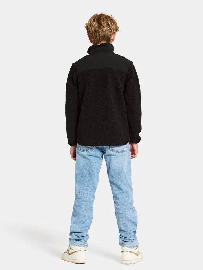 Kids Exa Half Zip Black Didriksons Fleece and Midlayers