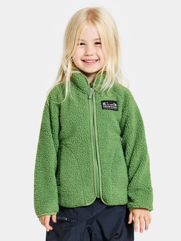 Kids Gibbs FullZip Algae Green Didriksons Fleece and Midlayers