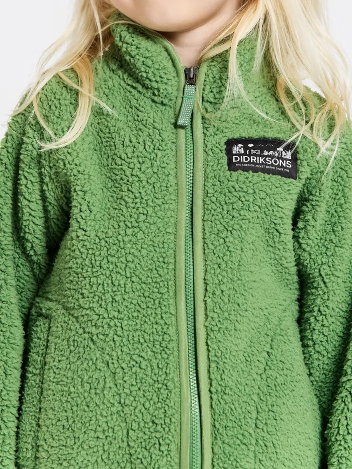 Kids Gibbs FullZip Algae Green Didriksons Fleece and Midlayers
