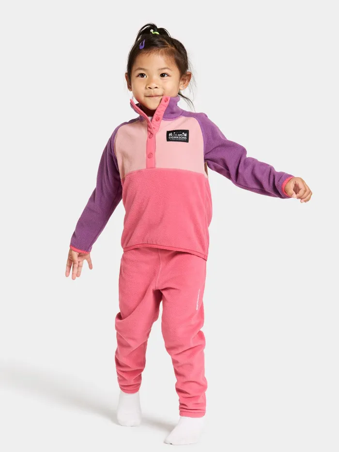 Kids Monte Half Button Dusty Azalea Didriksons Fleece Jackets and Jumpers