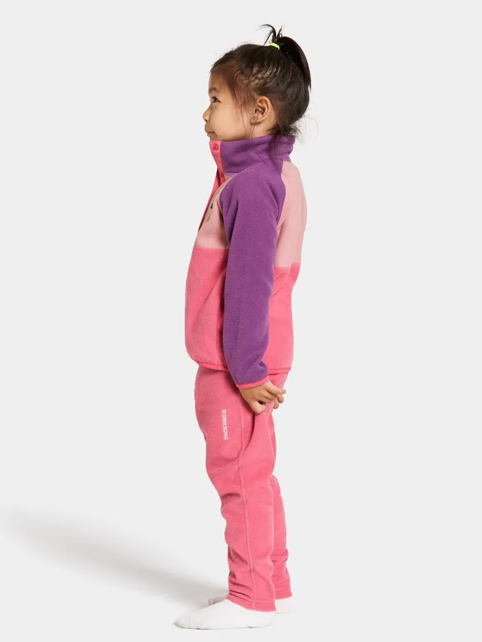 Kids Monte Half Button Dusty Azalea Didriksons Fleece Jackets and Jumpers