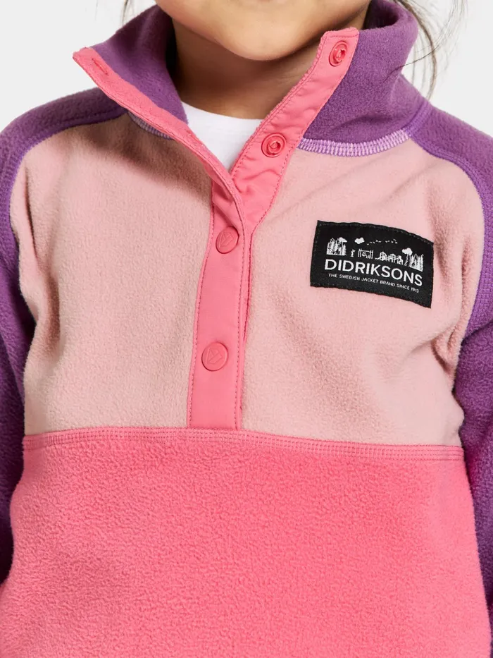 Kids Monte Half Button Dusty Azalea Didriksons Fleece Jackets and Jumpers