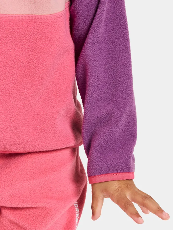 Kids Monte Half Button Dusty Azalea Didriksons Fleece Jackets and Jumpers