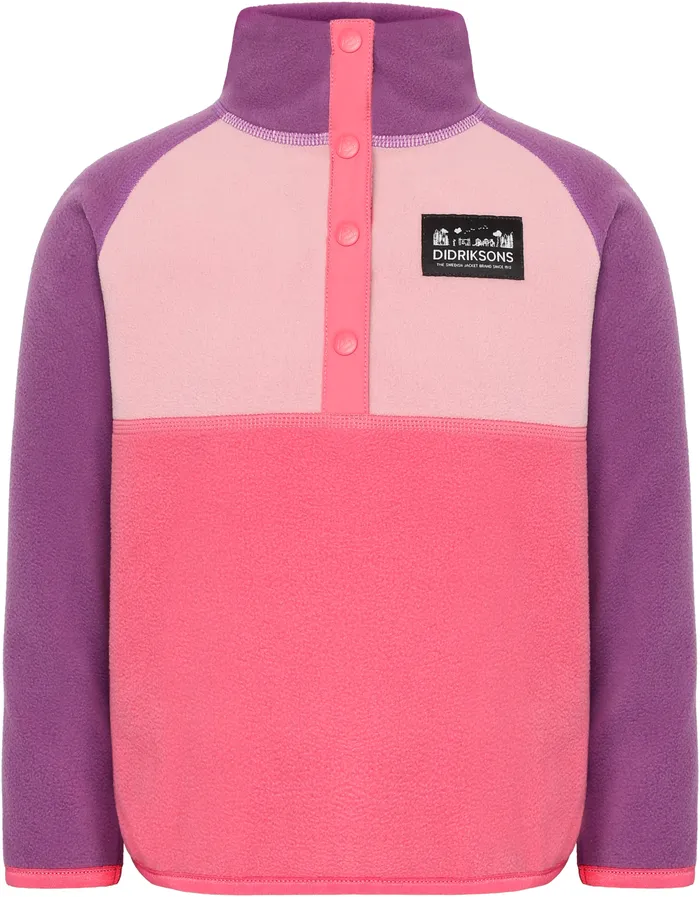 Kids Monte Half Button Dusty Azalea Didriksons Fleece Jackets and Jumpers