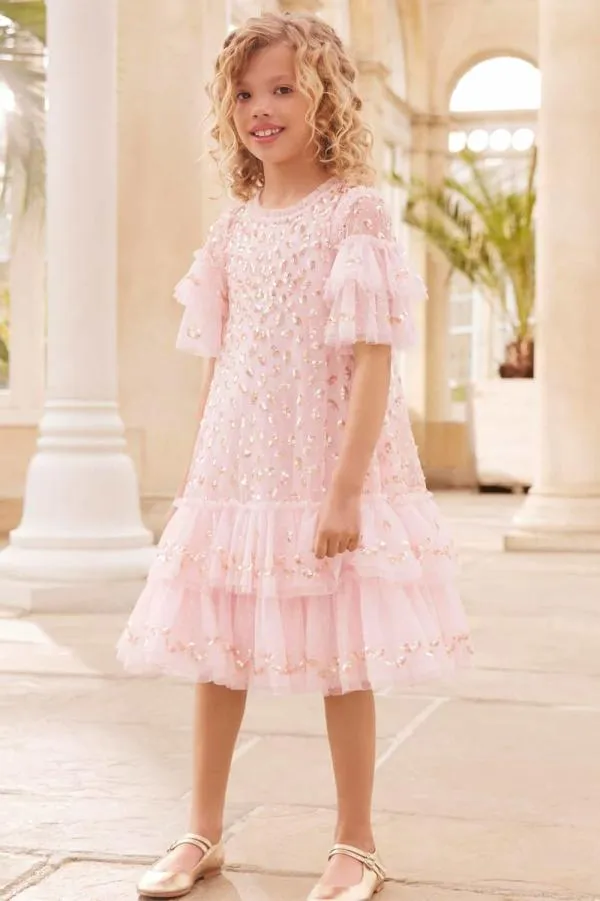 KIDS Needle and Thread Autumn Leaves Kids Dress Pink