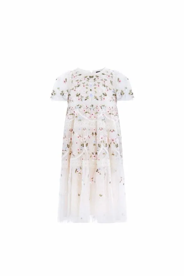 KIDS Needle and Thread Garland Ribbon Kids Dress Champagne