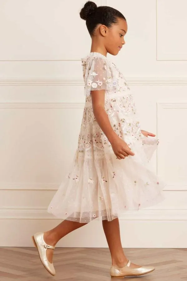 KIDS Needle and Thread Garland Ribbon Kids Dress Champagne