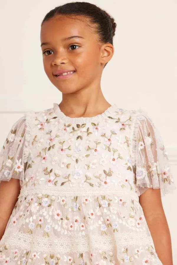 KIDS Needle and Thread Garland Ribbon Kids Dress Champagne