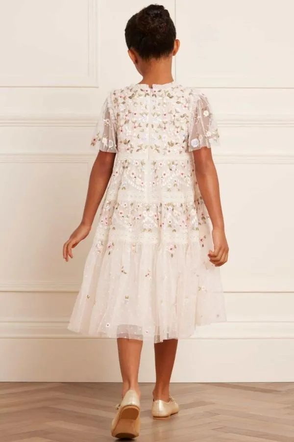 KIDS Needle and Thread Garland Ribbon Kids Dress Champagne