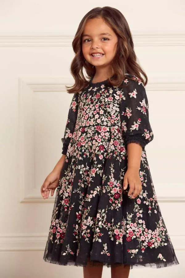 KIDS Needle and Thread Lunaria Wreath Kids Dress Black