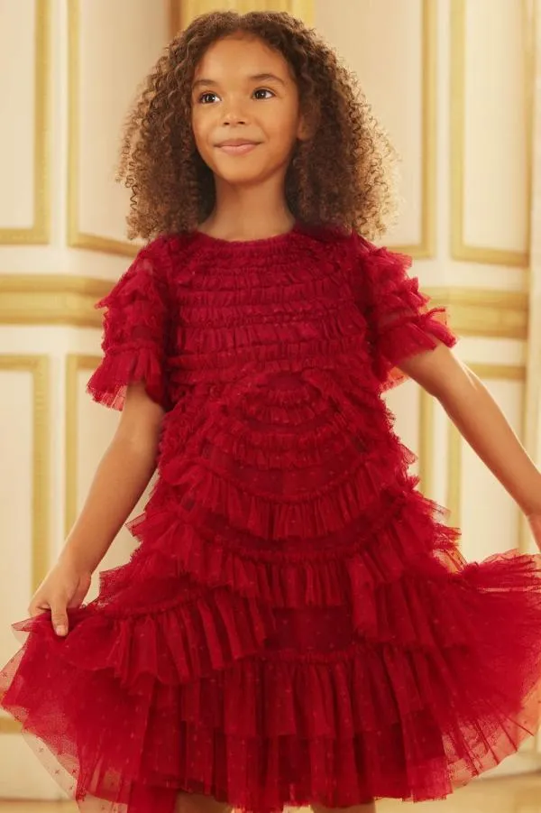 KIDS Needle and Thread Marilla Ruffle Kids Dress Red