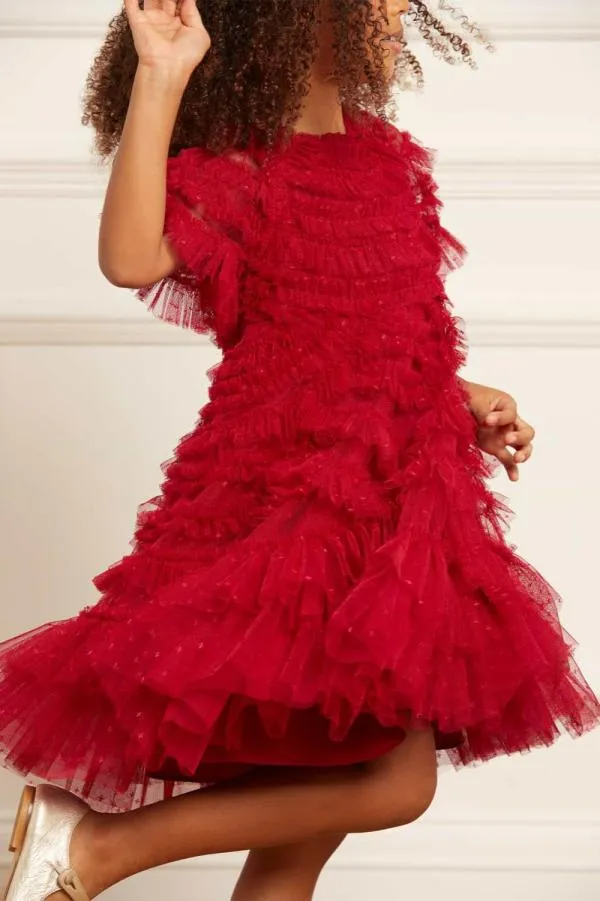 KIDS Needle and Thread Marilla Ruffle Kids Dress Red
