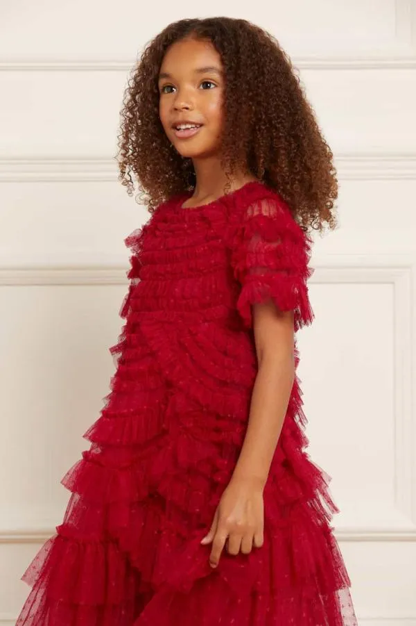 KIDS Needle and Thread Marilla Ruffle Kids Dress Red