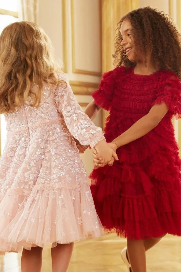 KIDS Needle and Thread Marilla Ruffle Kids Dress Red