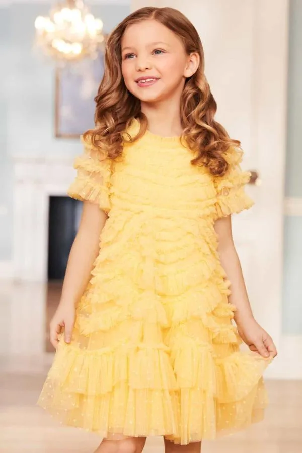 KIDS Needle and Thread Marilla Ruffle Kids Dress Yellow