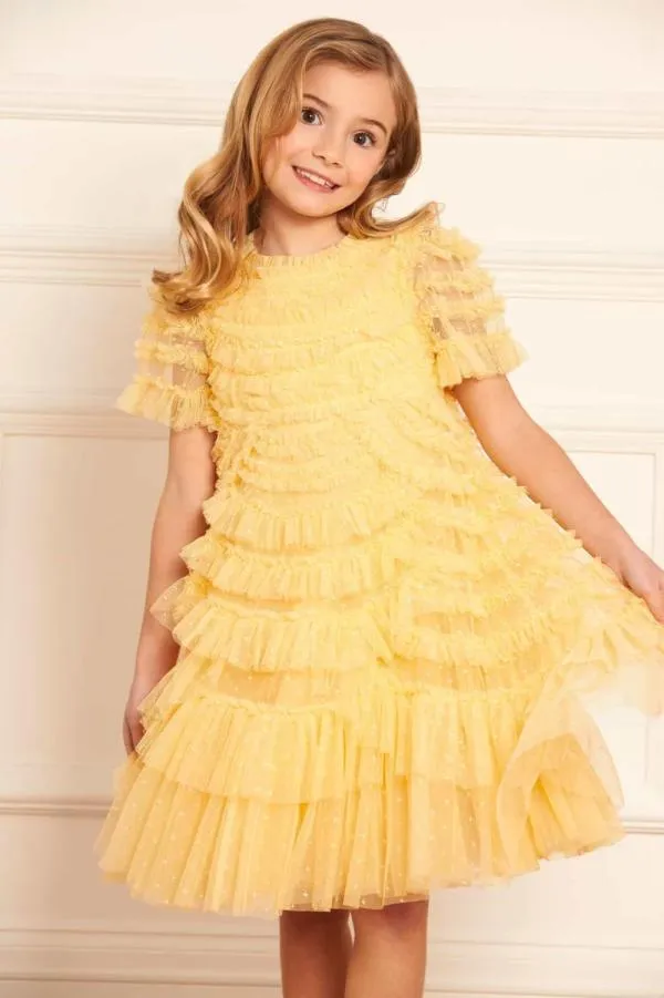 KIDS Needle and Thread Marilla Ruffle Kids Dress Yellow