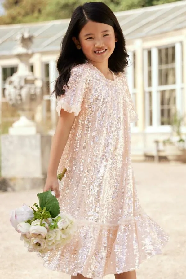 KIDS Needle and Thread Mila Gloss Kids Dress Champagne
