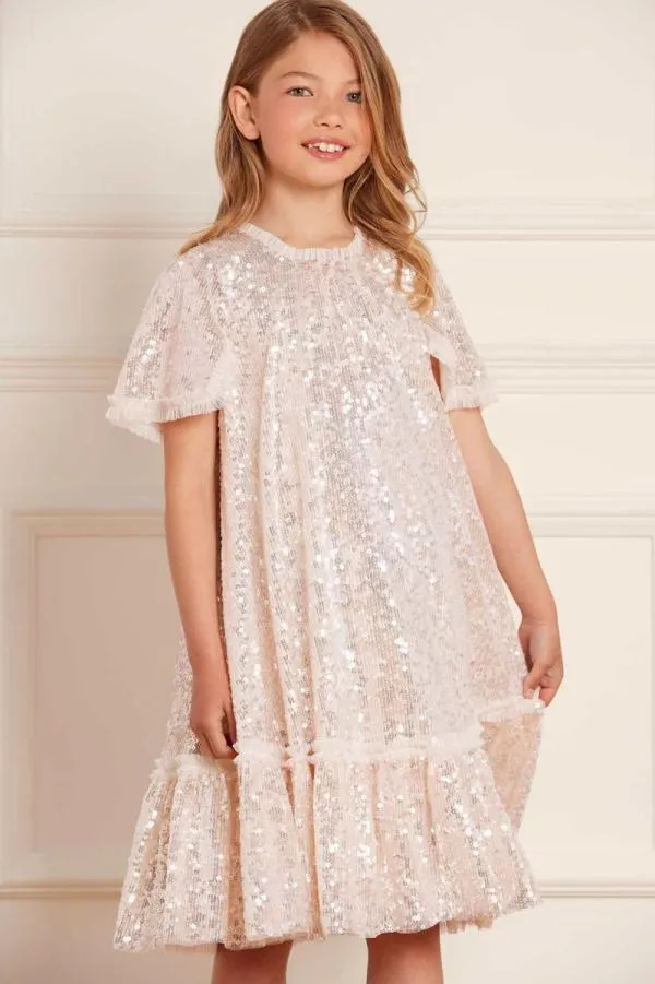 KIDS Needle and Thread Mila Gloss Kids Dress Champagne