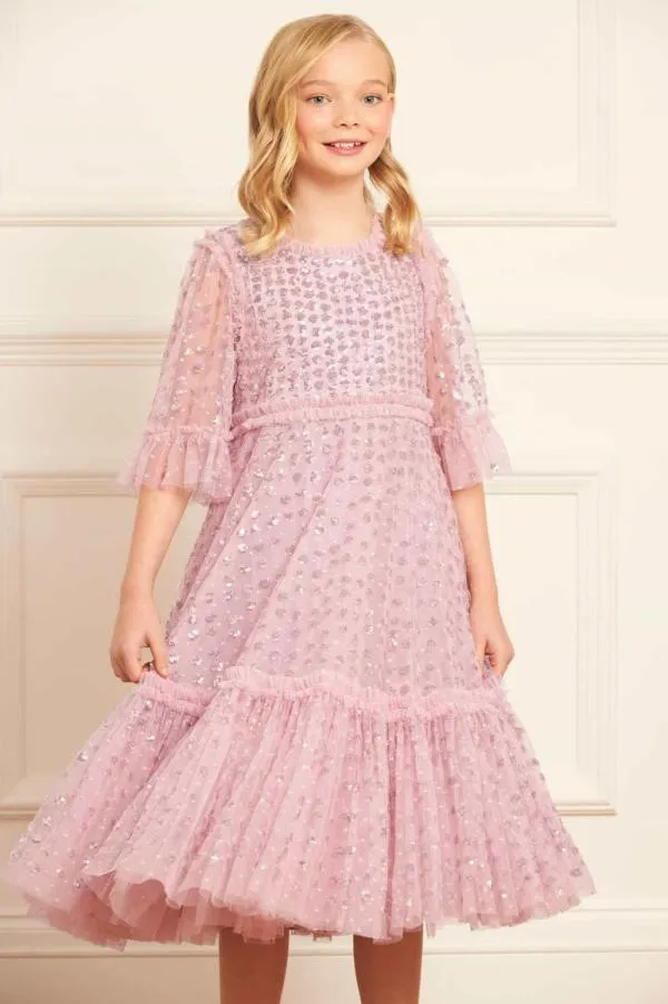 KIDS Needle and Thread Raindrop Sequin Kids Dress Purple