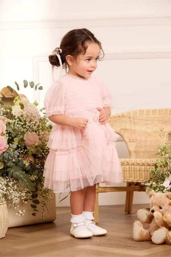 KIDS Needle and Thread Ruffle Frill Baby Dress Pink