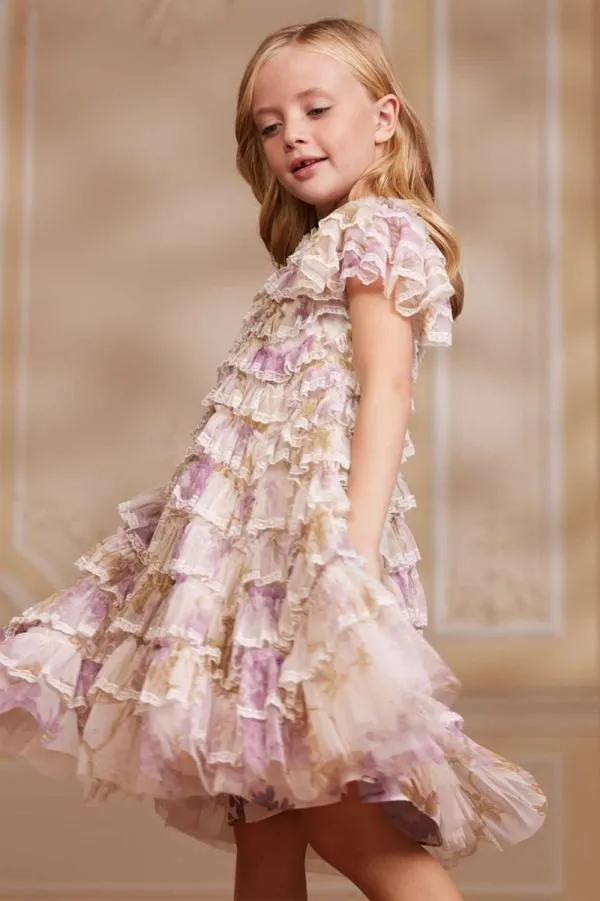 KIDS Needle and Thread Wisteria Ruffle Lace Kids Dress Multi