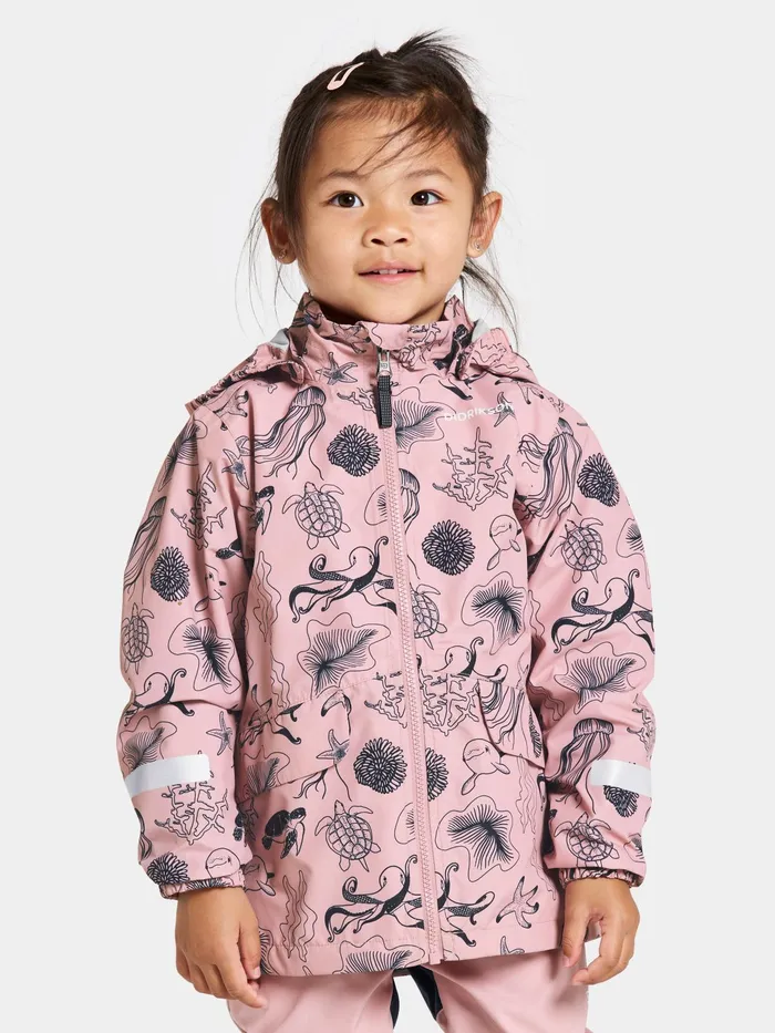 Kids Norma Printed Jacket Ocean Soft Pink Didriksons Spring Jackets