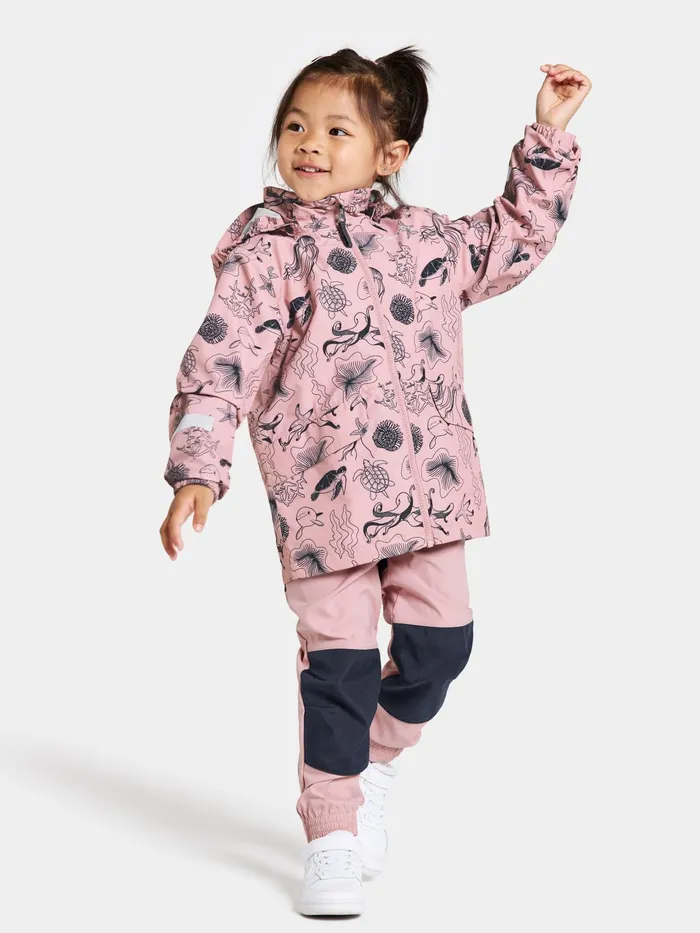 Kids Norma Printed Jacket Ocean Soft Pink Didriksons Spring Jackets