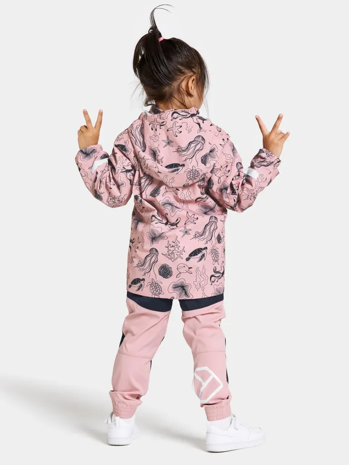 Kids Norma Printed Jacket Ocean Soft Pink Didriksons Spring Jackets