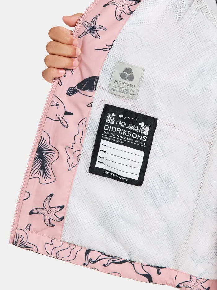 Kids Norma Printed Jacket Ocean Soft Pink Didriksons Spring Jackets