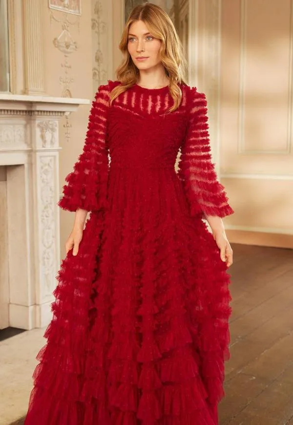 KIDSWomen Needle and Thread La Vie En Rose Round Neck Gown Red