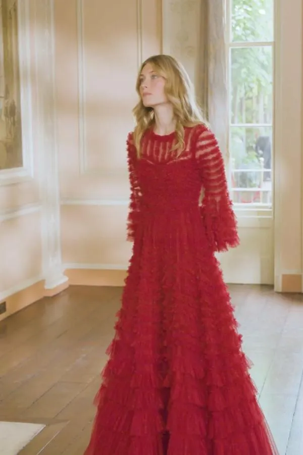 KIDSWomen Needle and Thread La Vie En Rose Round Neck Gown Red KIDSWomen Needle and Thread La Vie En Rose Round Neck Gown Red