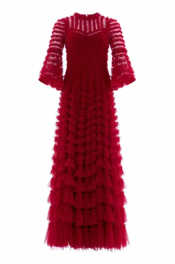 KIDSWomen Needle and Thread La Vie En Rose Round Neck Gown Red KIDSWomen Needle and Thread La Vie En Rose Round Neck Gown Red