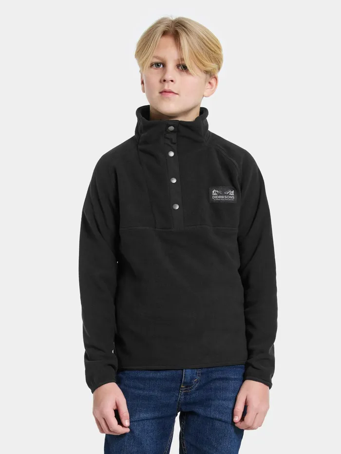 KidsYouth Yokto Half Button Black Didriksons Fleece and Midlayers