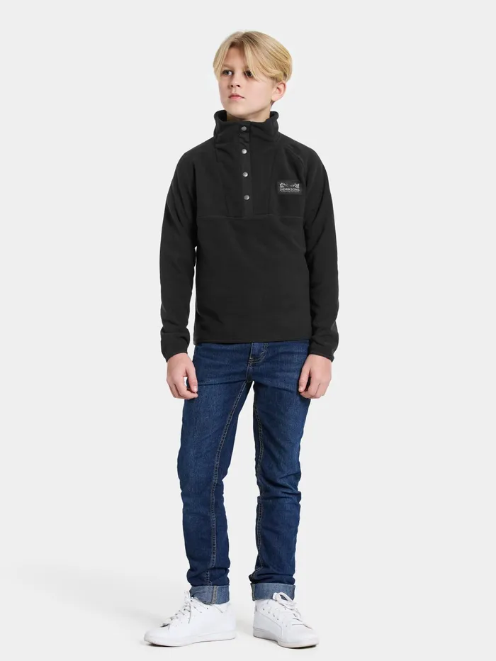 KidsYouth Yokto Half Button Black Didriksons Fleece and Midlayers