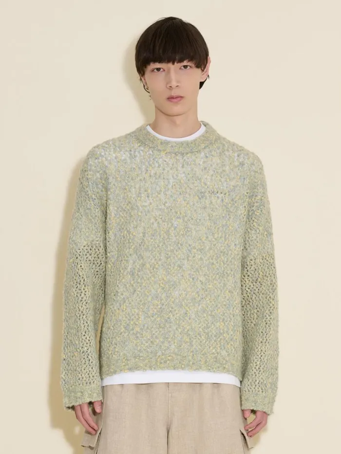 Knitwear Men Holzweiler Baha Field Knit Lt Green Mix