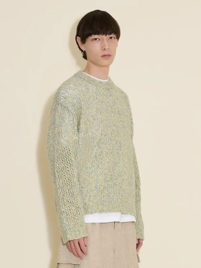 Knitwear Men Holzweiler Baha Field Knit Lt Green Mix