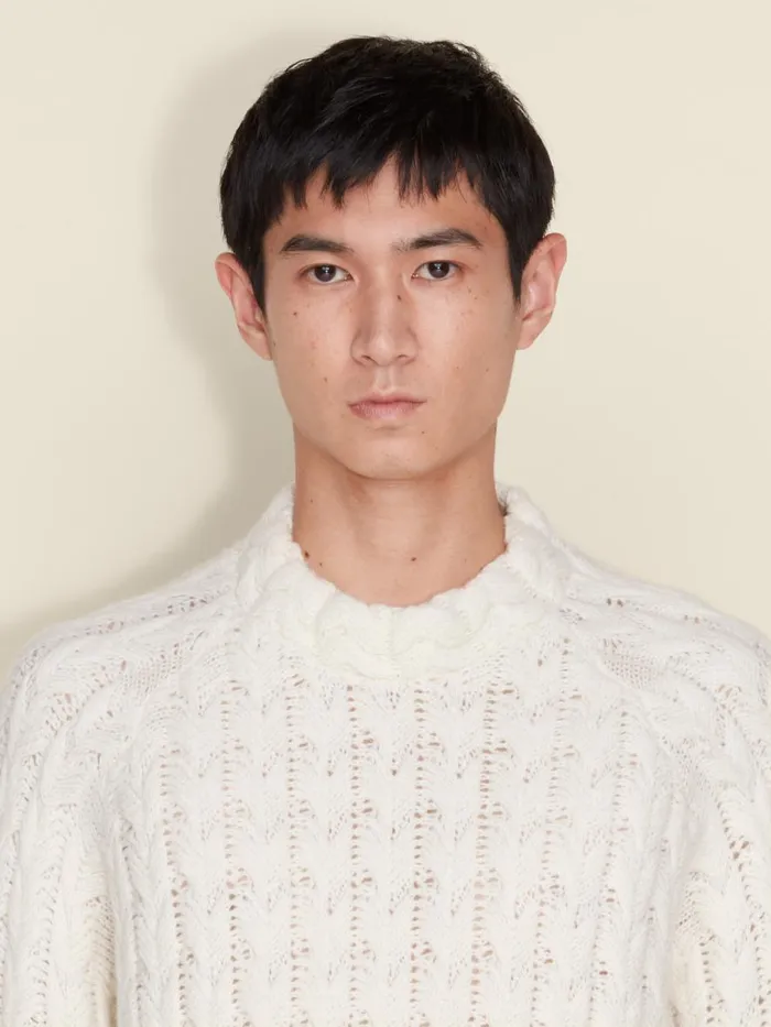 Knitwear Men Holzweiler Caraway Cable Crew Ecru