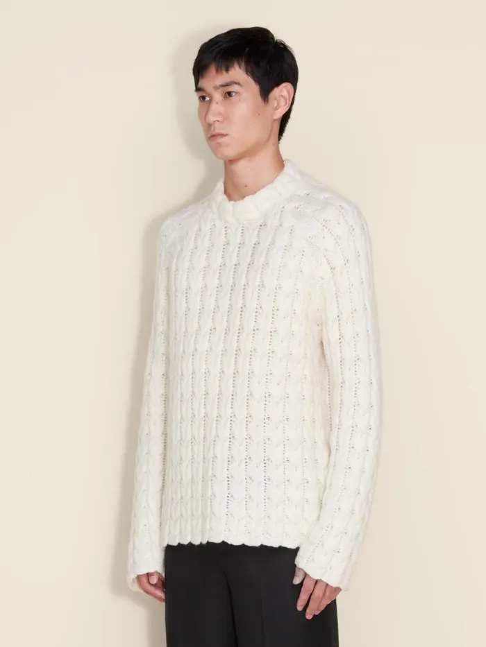 Knitwear Men Holzweiler Caraway Cable Crew Ecru