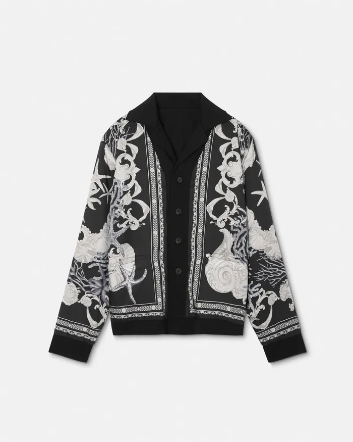 Knitwear Men Versace Barocco Sea Reversible Cardigan Black