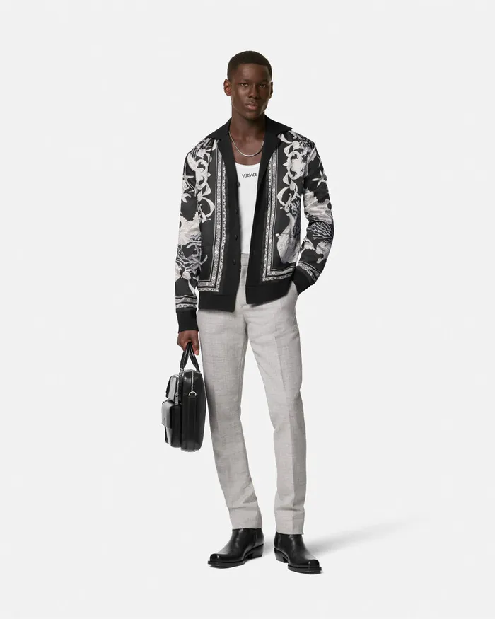 Knitwear Men Versace Barocco Sea Reversible Cardigan Black