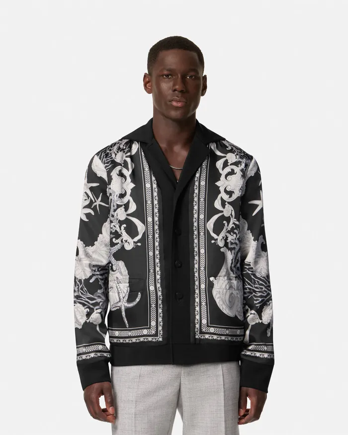 Knitwear Men Versace Barocco Sea Reversible Cardigan Black
