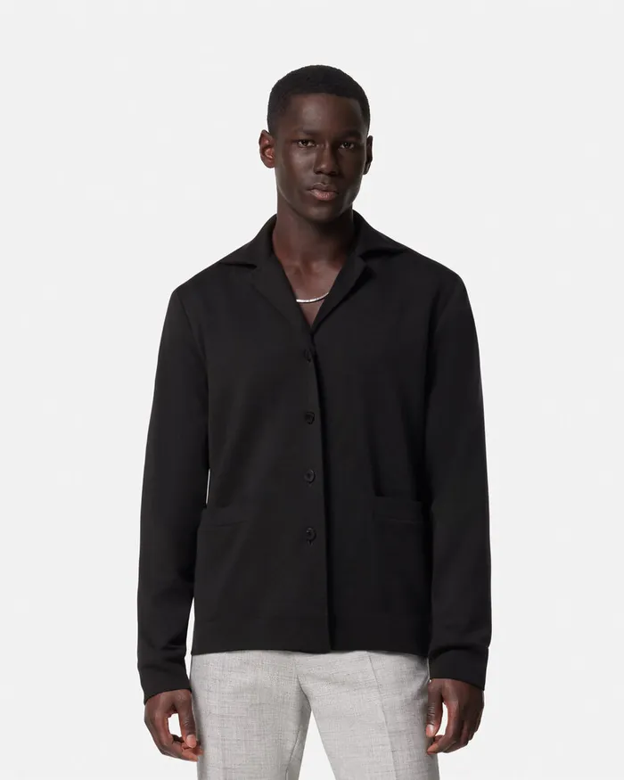 Knitwear Men Versace Barocco Sea Reversible Cardigan Black