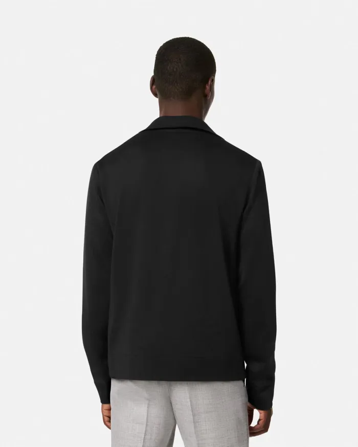 Knitwear Men Versace Barocco Sea Reversible Cardigan Black